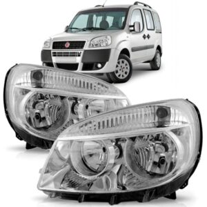 Farol Doblo 09 2010 A 13 Manual E Eletrico Cromado 1ª Linha - Direito/passageiro