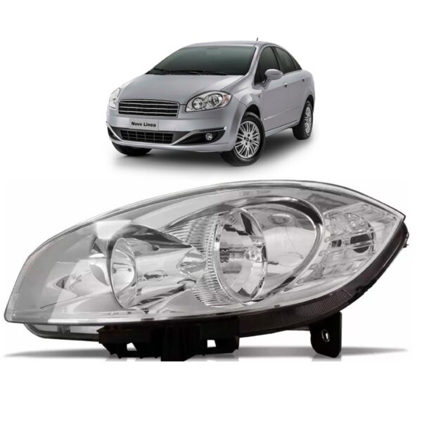 Farol Fiat Linea 08 09 10 2011 2012 2013 2014 2015 1ª Linha - Esquerdo/motorista