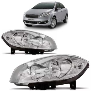 Farol Fiat Linea 08 09 10 2011 2012 2013 2014 2015 1ª Linha - Esquerdo/motorista