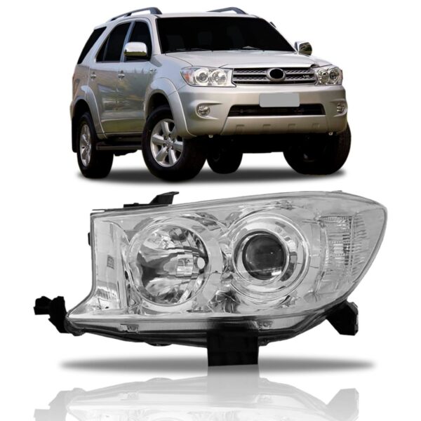 Farol Para Hilux Sw4 09 2010 11 Foco Duplo Cromado 1ª Linha - Esquerdo/motorista