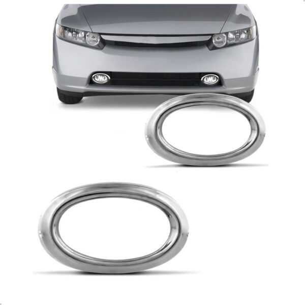 Par Aro Farol Milha Auxiliar Civic 2006 2007 2008 Cromado Cromado Ambos Os Lados