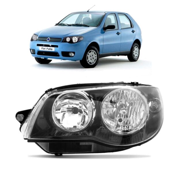 Farol Mascara Negra Palio Elx 04 A 2013 Aro Cromado 1ª Linha - Esquerdo/motorista
