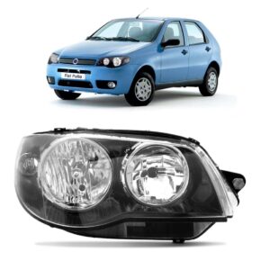 Farol Mascara Negra Palio Elx 04 A 2013 Aro Cromado 1ª Linha - Direito/passageiro