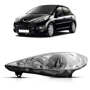 Farol Peugeot 207 2009 2010 2011 2012 2013 Manual Cromado Lado Esquerdo