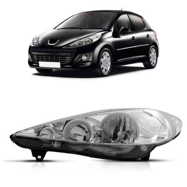 Farol Peugeot 207 2009 2010 2011 2012 2013 Manual Cromado Lado Esquerdo