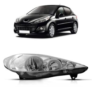 Farol Peugeot 207 2009 2010 2011 2012 2013 Manual Cromado Lado Direito