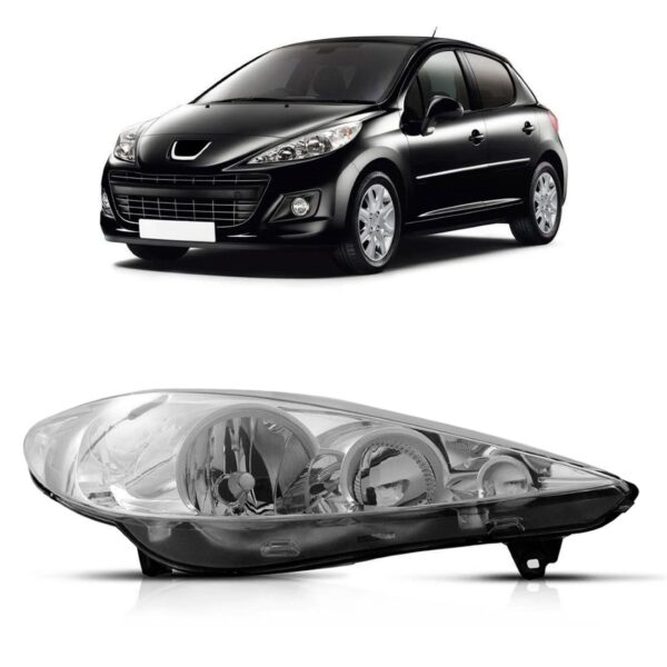 Farol Peugeot 207 2009 2010 2011 2012 2013 Manual Cromado Lado Direito