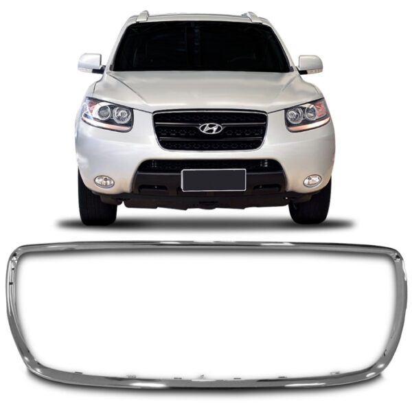 Friso Moldura Grade Radiador Santa Fe 2010 A 2013 Cromado