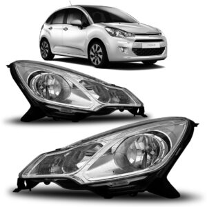 Farolete C3 13 2014 15 16 2017 2018 Cromado Manual 1ª Linha - Esquerdo/motorista