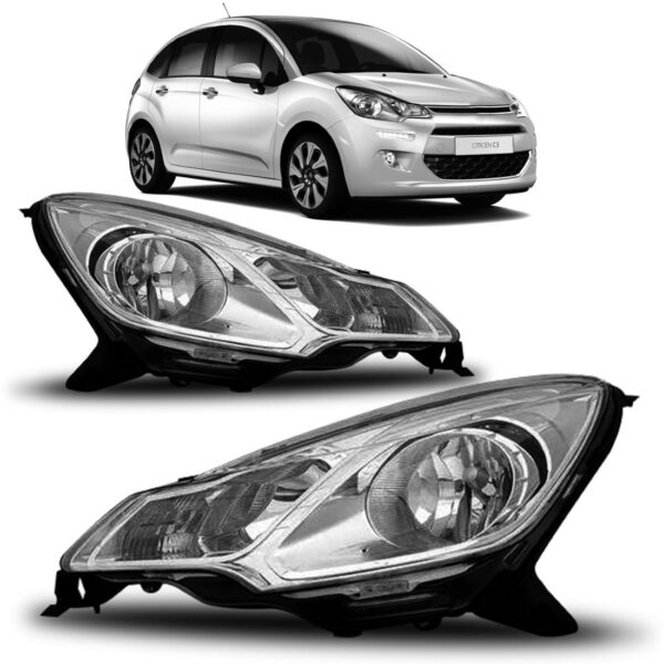 Farolete C3 13 2014 15 16 2017 2018 Cromado Manual 1ª Linha - Esquerdo/motorista