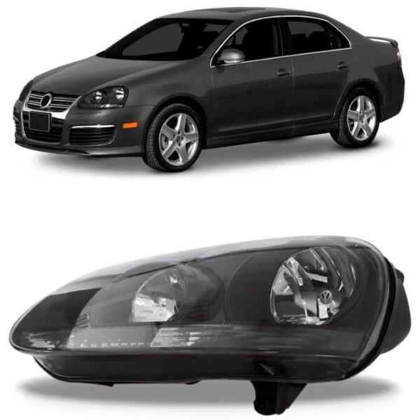 Farol Jetta 2007 2008 2009 Negro Manual 1ª Linha - Esquerdo/motorista