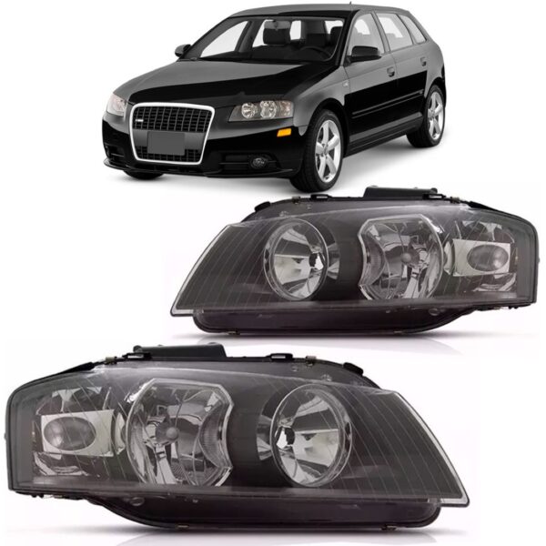 Farol Audi A3 2006 A 2008 Elétrico S/ Xênon Mascara Negra Lado Direito