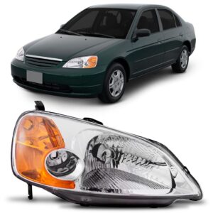 Farol Para Civic 2001 2002 2003 Elétrico Lente Em Acrílico Lado Direito