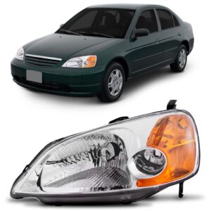 Farol Para Civic 2001 2002 2003 Elétrico Lente Em Acrílico Lado Esquerdo