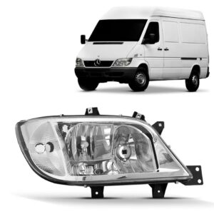 Farol Sprinter 2003 A 2011 Com Auxiliar Liso Mascara Cromada Lado Direito