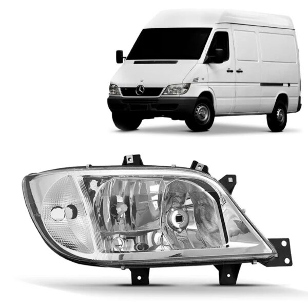 Farol Sprinter 2003 A 2011 Com Auxiliar Liso Mascara Cromada Lado Direito
