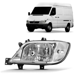 Farol Sprinter 2003 A 2011 Com Auxiliar Liso Mascara Cromada Lado Esquerdo