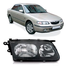 Farol Dianteiro Para Mazda 626 98 A 00 Lente Lisa 1ª Linha Direito/passageiro