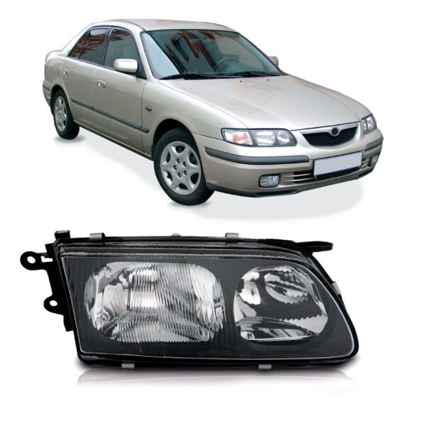 Farol Dianteiro Para Mazda 626 98 A 00 Lente Lisa 1ª Linha Direito/passageiro