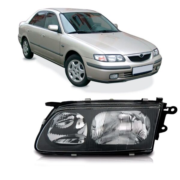 Farol Dianteiro Para Mazda 626 98 A 00 Lente Lisa 1ª Linha Esquerdo/motorista