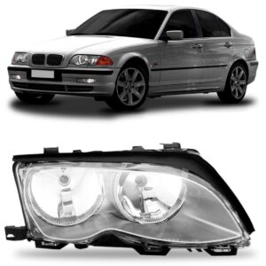 Farol Bmw Série3 1999 2000 2001 Máscara Cinza Lente Acrílico Lado Direito