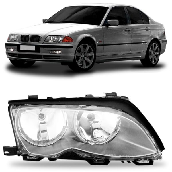 Farol Bmw Série3 1999 2000 2001 Máscara Cinza Lente Acrílico Lado Direito