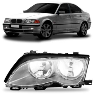 Farol Bmw Série3 1999 2000 2001 Máscara Cinza Lente Acrílico Lado Esquerdo