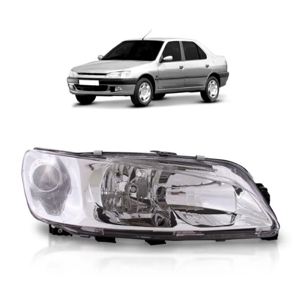 Farol Peugeot 306 1999 2000 01 02 2003 Foco Duplo Lente Lisa Lado Direito
