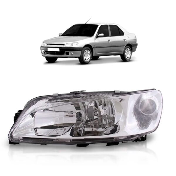 Farol Peugeot 306 1999 2000 01 02 2003 Foco Duplo Lente Lisa Lado Esquerdo