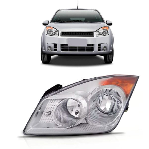 Farol Para Ford Fiesta 2008 2009 2010 Cromado 1ª Linha Esquerdo/motorista