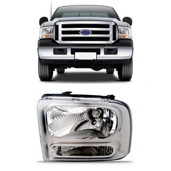 Farol Ford F250 2006 07 08 09 10 2011 Cromado 1ª Linha - Esquerdo/motorista
