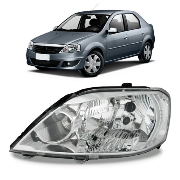 Farol Para Logan 2011 2012 2013 Cromado 1ª Linha - Esquerdo/motorista