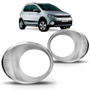 Par Tela Frontal Cromada Farol De Milha Vw Crossfox 11 A 14 Cromado