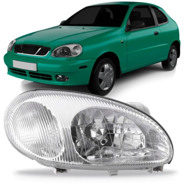Farol Para Daewoo Lanos 1997 A 02 Lente Em Acrílico 1ª Linha Direito/passageiro
