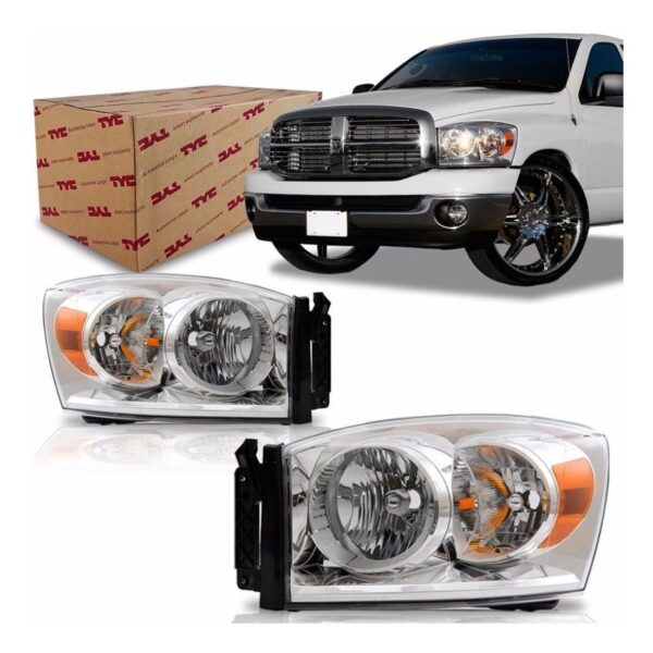 Farol Dodge Ram 2007 2008 2009 2010 Cromado 1ª Linha Direito/passageiro