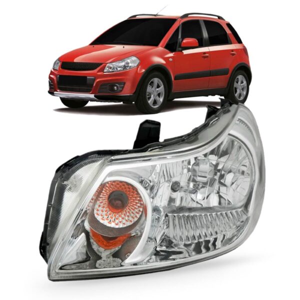 Farol Suzuki Sx4 09 10 11 12 13 Cromado C/garantia 1ª Linha - Esquerdo/motorista