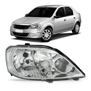 Farol Logan 2011 2012 2013 Cromado Manual 1ª Linha - Direito/passageiro