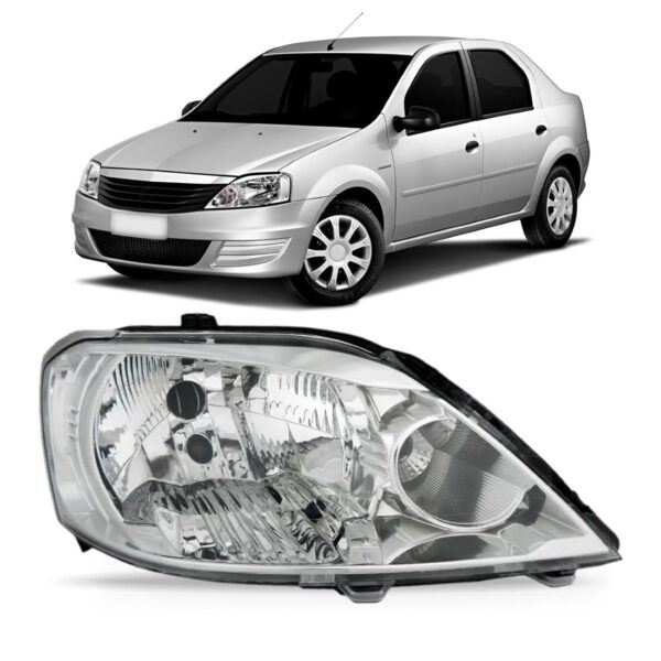 Farol Logan 2011 2012 2013 Cromado Manual 1ª Linha - Direito/passageiro