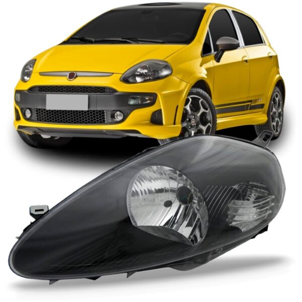 Farol Punto 2007/2012 Elétrico Máscara Negra Soquete Oval Lado Esquerdo
