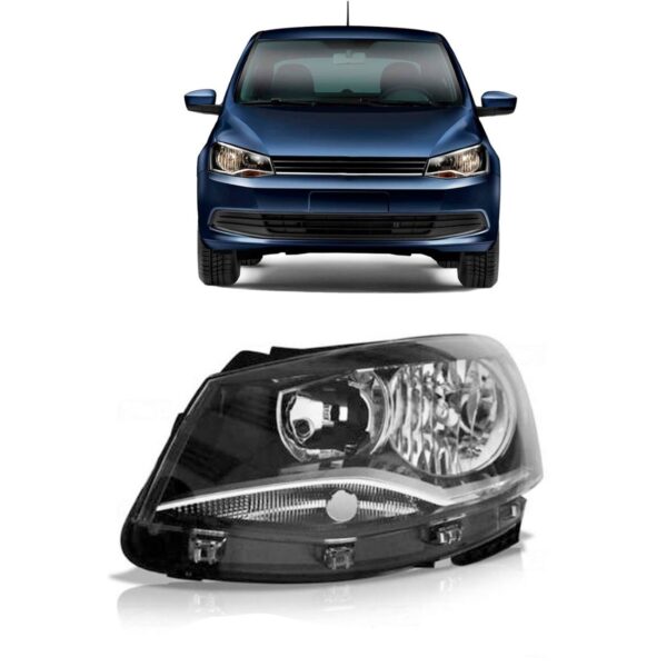 Farol Gol G6 13/16 Foco Duplo Cromado Mascara Negra 1ª Linha - Esquerdo/motorista