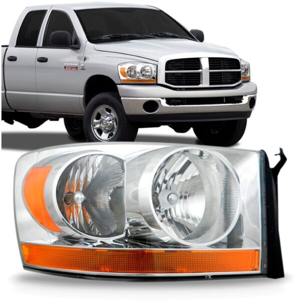 Farol Dodge Ram 06/07 Cromado Pisca Âmbar Inferior 1ª Linha - Direito/passageiro