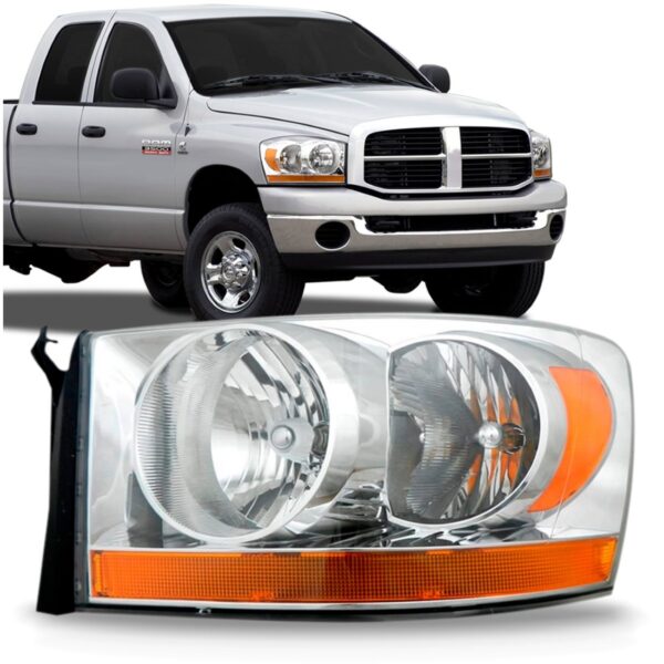 Farol Dodge Ram 06/07 Cromado Pisca Âmbar Inferior 1ª Linha Esquerdo/motorista