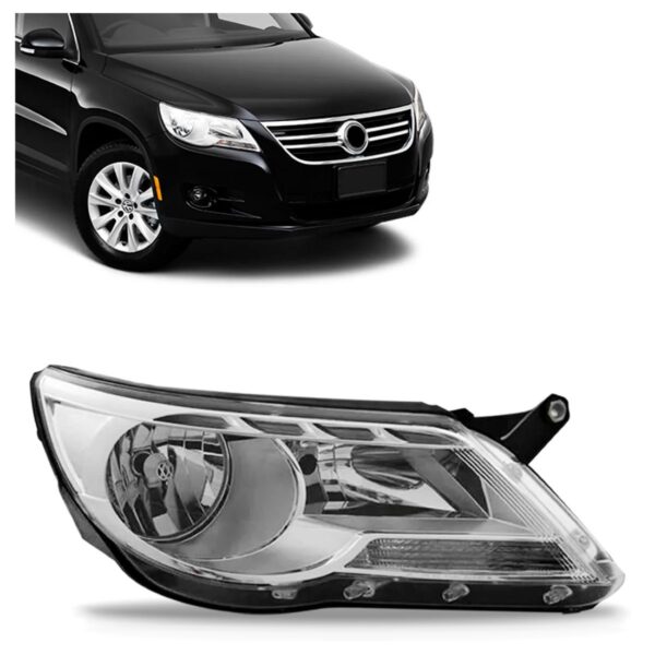 Farol Para Volkswagen Tiguan 2008 A 2011 Elétrico Lente Lisa Lado Direito