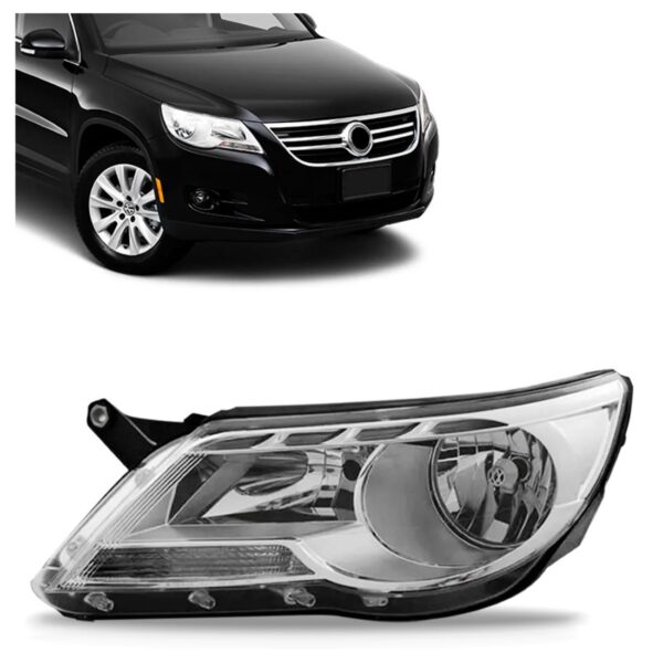 Farol Para Volkswagen Tiguan 2008 A 2011 Elétrico Lente Lisa Lado Esquerdo