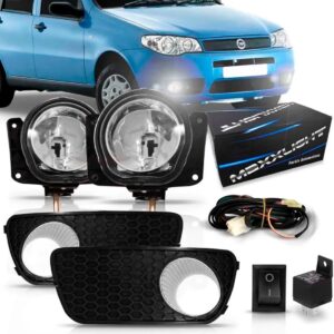 Kit Farol Neblina Milha Palio 04 /10 Com Grade Copo Cromado Transparente