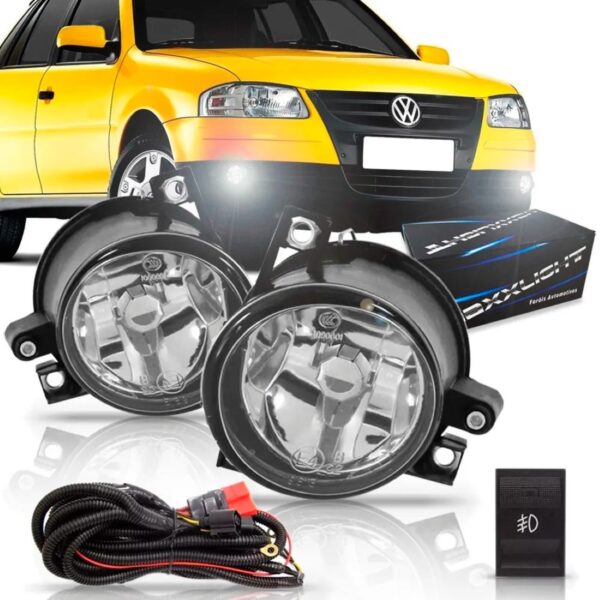 Kit Farol Milha Para Gol G4 Saveiro Polo Fox Botão