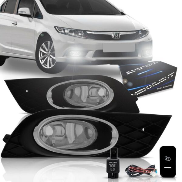 Kit Farol Milha Neblina Honda New Civic 2012 2013 2014 Branco