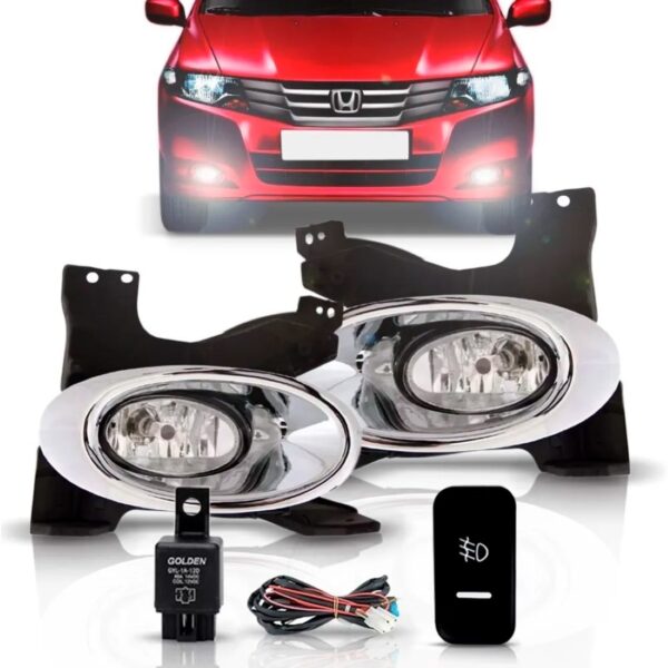 Kit Farol Milha Auxiliar Honda City 2009 2010 11aro Cromado.