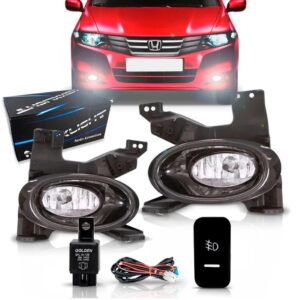 Kit Farol Milha Auxiliar City 2009 À 2012 Com Aro Preto