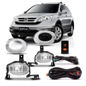 Kit Farol Neblina Milha Crv 2010 2011 Com Moldura Cromada Transparente